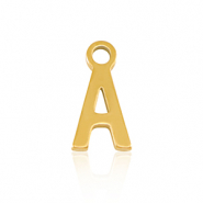 Breloques en acier Inox alphabet lettre A Dor&eacute;