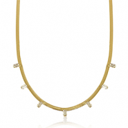 Colliers en acier inox cha&icirc;ne maille serpentine cristal Dor&eacute;-cristal