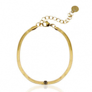 Bracelets en acier inox chaîne maille serpentine cristal Doré-noir