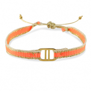 Bracelets tendance ruban avec connecteur acier inox Orange-doré