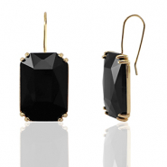 Boucles d&rsquo;oreilles / puces d&rsquo;oreilles en verre Crystal Glass rectangle Noir-dor&eacute;