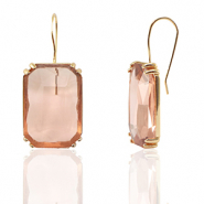 Boucles d&rsquo;oreilles / puces d&rsquo;oreilles en verre Crystal Glass rectangle P&ecirc;che-dor&eacute;