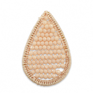 Pendentifs au crochet avec perles &agrave; facettes goutte Rose p&ecirc;che