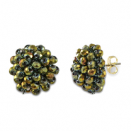 Boucles d&rsquo;oreilles facett&eacute;es avec anneau Vert olive