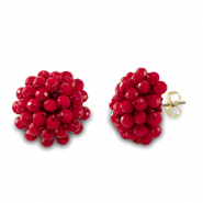 Boucles d&rsquo;oreilles facett&eacute;es avec anneau Rouge