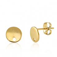 Appr&ecirc;ts en acier Inox boucles d'oreilles / puces d&rsquo;oreilles avec anneau 8mm Dor&eacute;