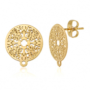 Appr&ecirc;ts en acier Inox boucles d'oreilles / puces d&rsquo;oreilles 14mm avec anneau Dor&eacute;