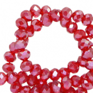 Perles &agrave; facettes 4x3mm disque Heishi Rouge raisin-pearl shine coating