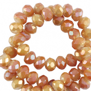 Perles &agrave; facettes 4x3mm disque Heishi Orange brillant-pearl shine coating