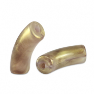 Perles tubes acryliques brillante Taupe dor&eacute;