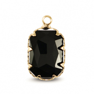 Pendentifs en verre Crystal Glass rectangle Noir jais-dor&eacute;