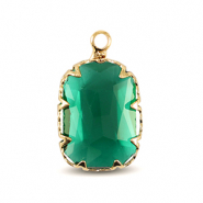 Pendentifs en verre Crystal Glass rectangle Vert classique-dor&eacute;