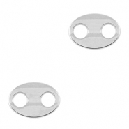 Breloques en m&eacute;tal DQ connecteur ovale Argent&eacute; antique (sans nickel)