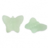 Perles en verre papillon Vert laiteux