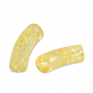 Perles tubes acryliques craquel&eacute; Jaune freesia