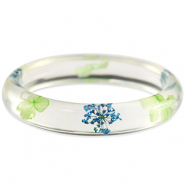 Bracelets tendance avec fleurs séchées Vert bleu