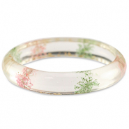 Bracelets tendance avec fleurs séchées Rose clair vert-doré