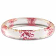 Bracelets tendance avec fleurs séchées Rouge rhubarbe-doré