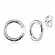 Boucles d'oreilles en acier Inox 12mm Argent&eacute;