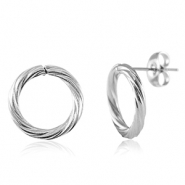 Boucles d'oreilles en acier Inox 14mm Argent&eacute;