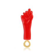 Pendentifs en r&eacute;sine "Mano Fico" Rouge-dor&eacute;