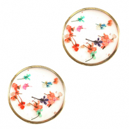 Connecteurs avec fleurs s&eacute;ch&eacute;es 20mm Dor&eacute;-rose jaune vert
