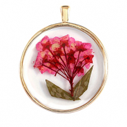 Pendentifs avec fleurs s&eacute;ch&eacute;es Dor&eacute;-rose vert