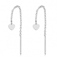 Boucles d'oreilles en acier Inox coeur Argenté