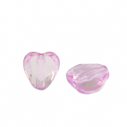Perles acryliques c&oelig;ur Rose violet transparent