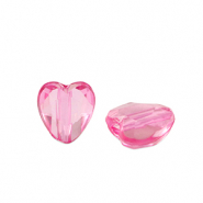 Perles acryliques c&oelig;ur Rose magenta transparent