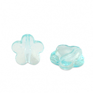 Perles acryliques fleur Bleu oc&eacute;an transparent