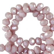 Perles &agrave; facettes 3x2mm disque Heishi Rose cendre doux-pearl shine coating