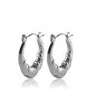 Boucles d'oreilles en acier Inox créoles ovale Argenté