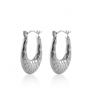 Boucles d'oreilles en acier Inox créoles ovale Argenté