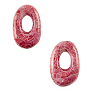 Perles en c&eacute;ramique DQ grecque ovale mosa&iuml;que Rose mauve