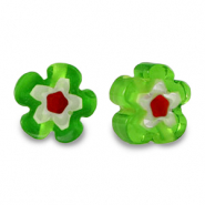 Perles Millefiori fleur Vert printemps