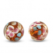 Perles en verre 14mm Transparent-orange ambre