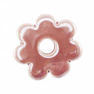 Perles en c&eacute;ramique DQ grecque fleur Rose magenta