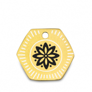 Breloques en acier Inox fleur Dor&eacute;