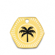 Breloques en acier Inox palmier Dor&eacute;