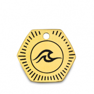 Breloques en acier Inox vague Dor&eacute;