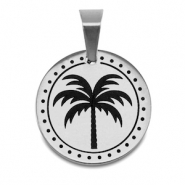Breloques en acier Inox palmier Argent&eacute;