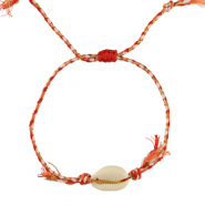 Bracelets tendance cauri Rouge-orange-dor&eacute;