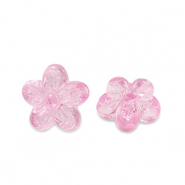 Perles acryliques fleur Transparent rose azal&eacute;e
