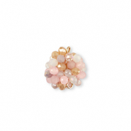 Boucles pendentifs facett&eacute;es connecteur 16mm Multicolore beige-rose