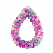 Boucles pendentifs facett&eacute;es goutte Multicolore violet-magenta