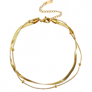 Chaines de cheville en acier Inox duo rangs Dor&eacute;