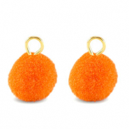 Pendentifs pompon avec anneau 10mm Dor&eacute;-orange zeste