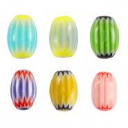 Perles Millefiori tube Multicolore vert-jaune