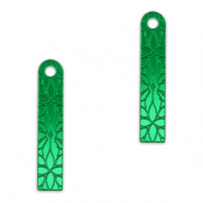 Pendentifs accroche-regard barre fleur Vert kelly m&eacute;tallique